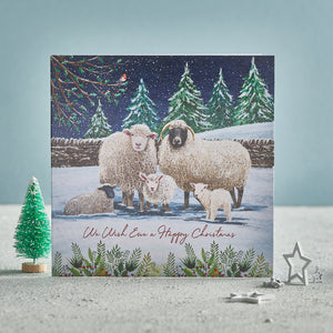 Sheep family Christmas cards, Pack of 10