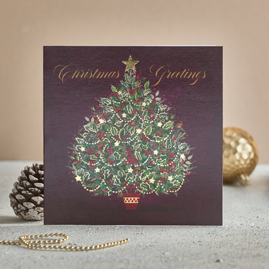 Holly Christmas tree Christmas cards, Pack of 10