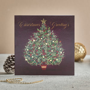 Holly Christmas tree Christmas cards, Pack of 10
