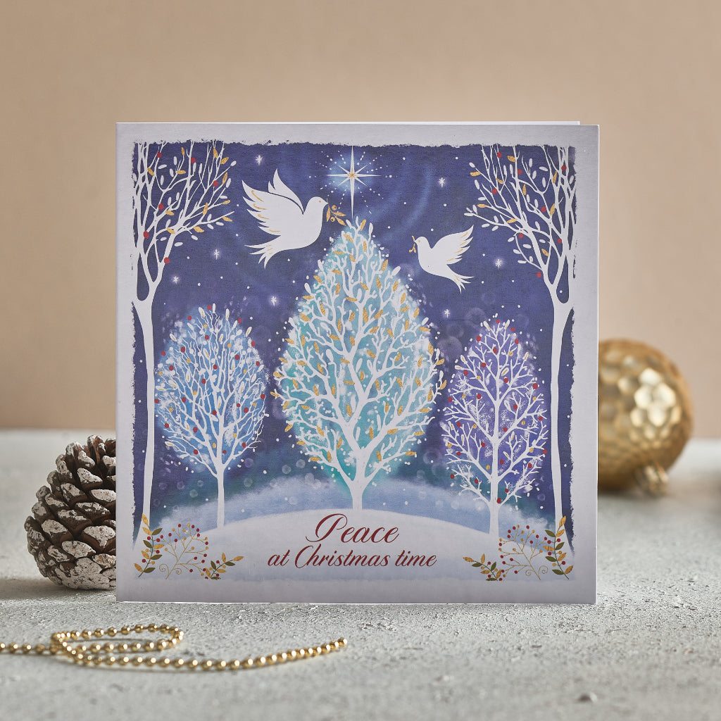 Peace at Christmas doves Christmas cards, Pack of 10