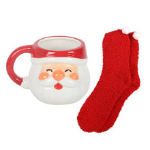 Load image into Gallery viewer, Jolly Santa Christmas Mug and Socks Set