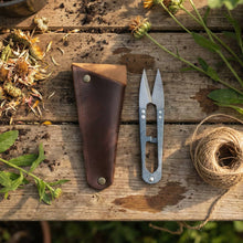 Load image into Gallery viewer, Gardener's Essentials Steel Snips in Vegan Leather Pouch
