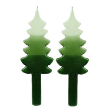 Load image into Gallery viewer, Green Christmas Tree Dinner Candles | 2 Pack | Table Décor |