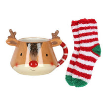 Load image into Gallery viewer, Christmas Reindeer Mug and Socks Set