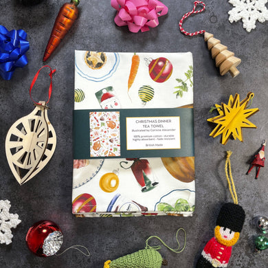 Christmas Dinner Tea Towel - Christmas Gift - Kitchen Towel