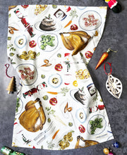 Load image into Gallery viewer, Christmas Dinner Tea Towel - Christmas Gift - Kitchen Towel
