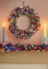Load image into Gallery viewer, Recycled Sari Multicolour Fabric Wreath