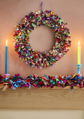 Recycled Sari Multicolour Fabric Wreath