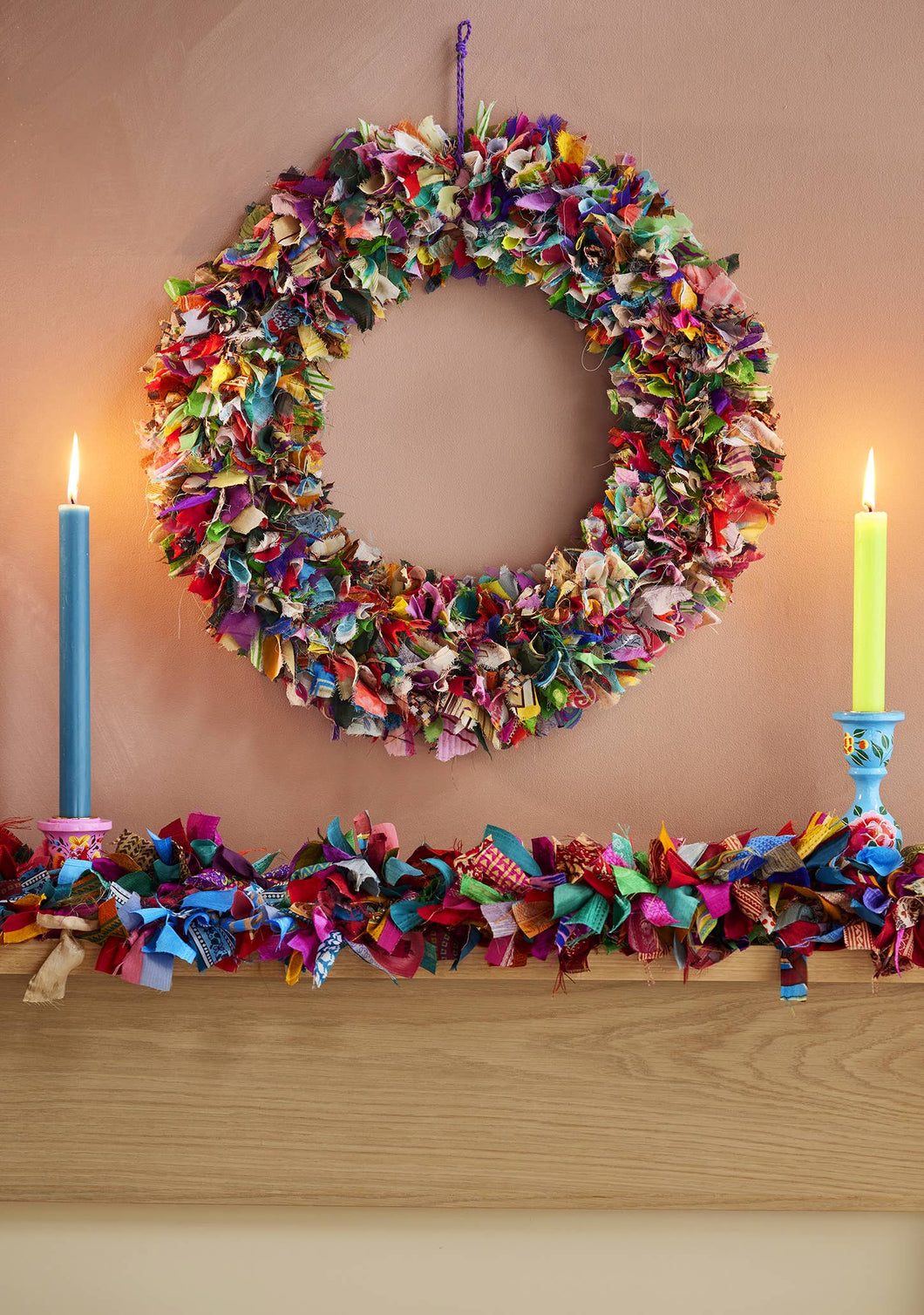 Recycled Sari Multicolour Fabric Wreath