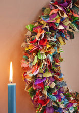 Load image into Gallery viewer, Recycled Sari Multicolour Fabric Wreath