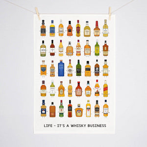 'Whisky Business' Whisky Montage Tea Towel