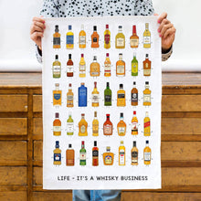 Load image into Gallery viewer, &#39;Whisky Business&#39; Whisky Montage Tea Towel