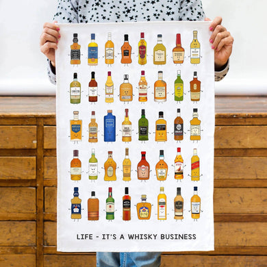 'Whisky Business' Whisky Montage Tea Towel