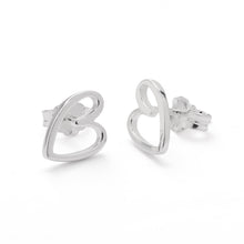 Load image into Gallery viewer, Blood Cancer UK Heart Ear Studs in Sterling Silver
