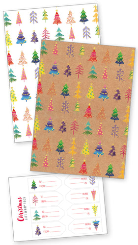 Christmas Tree Gift Wrap and Tag Set