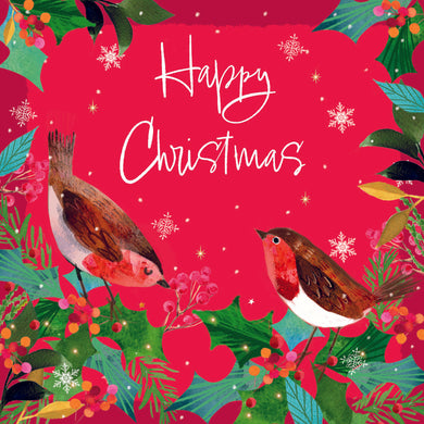 Happy Christmas robins Christmas cards, Pack of 10