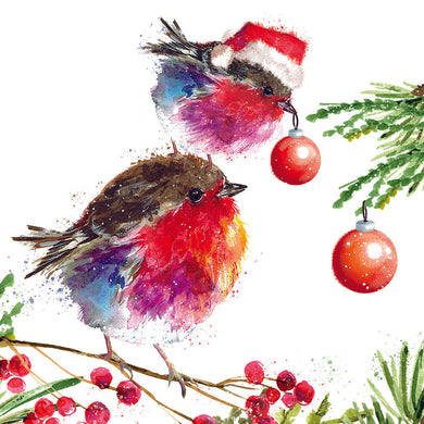 Robin & Junior Dressing the Tree Christmas cards - Pack of 10