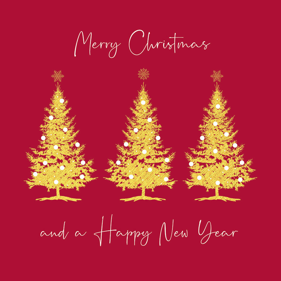 Three Gold Trees Christmas cards - Pack of 10
