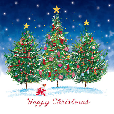 Trio of Dressed Trees Christmas cards - Pack of 10