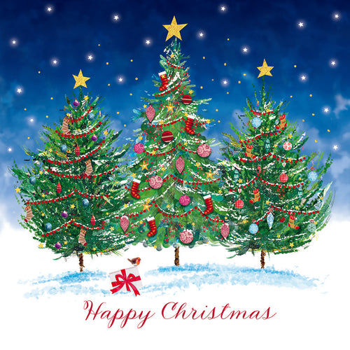 Trio of Dressed Trees Christmas cards - Pack of 10