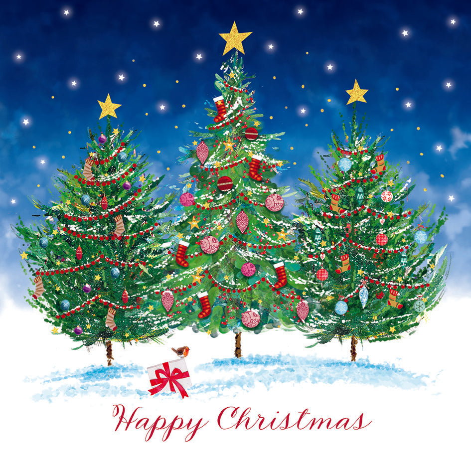 Trio of Dressed Trees Christmas cards - Pack of 10