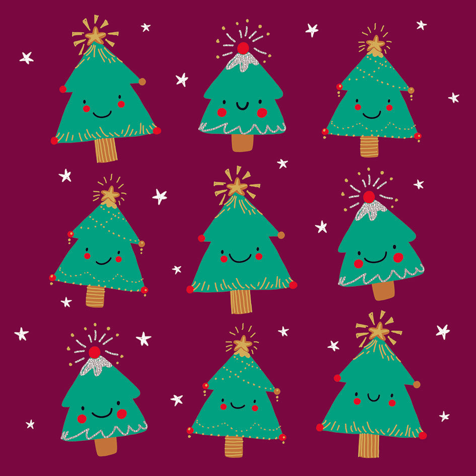 Happy Trees Christmas cards, Pack of 10