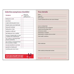 Blood cancer infection alert card