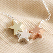 Load image into Gallery viewer, Mixed Metal Triple Star Bead Necklace