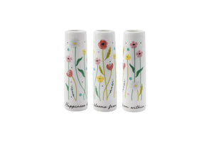 'Happiness Blooms From Within' Ceramic Floral Bud Vase
