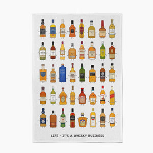 'Whisky Business' Whisky Montage Tea Towel