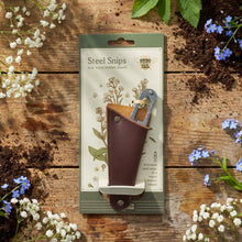 Load image into Gallery viewer, Gardener's Essentials Steel Snips in Vegan Leather Pouch