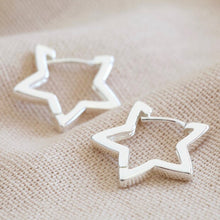 Load image into Gallery viewer, Star Hoop Earrings in Silver