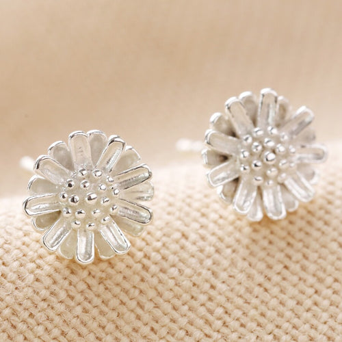 Daisy Flower Stud Earrings in Sterling Silver