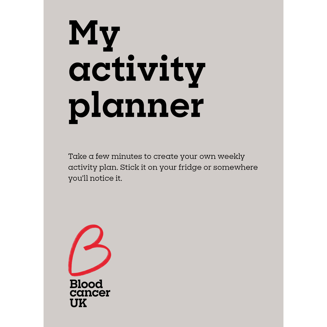 My activity planner from Blood Cancer UK