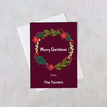 Load image into Gallery viewer, Personalised Merry Christmas wreath card