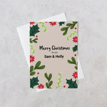Load image into Gallery viewer, Merry Christmas floral personalised card