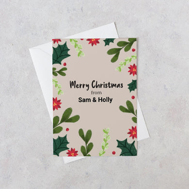 Merry Christmas floral personalised card