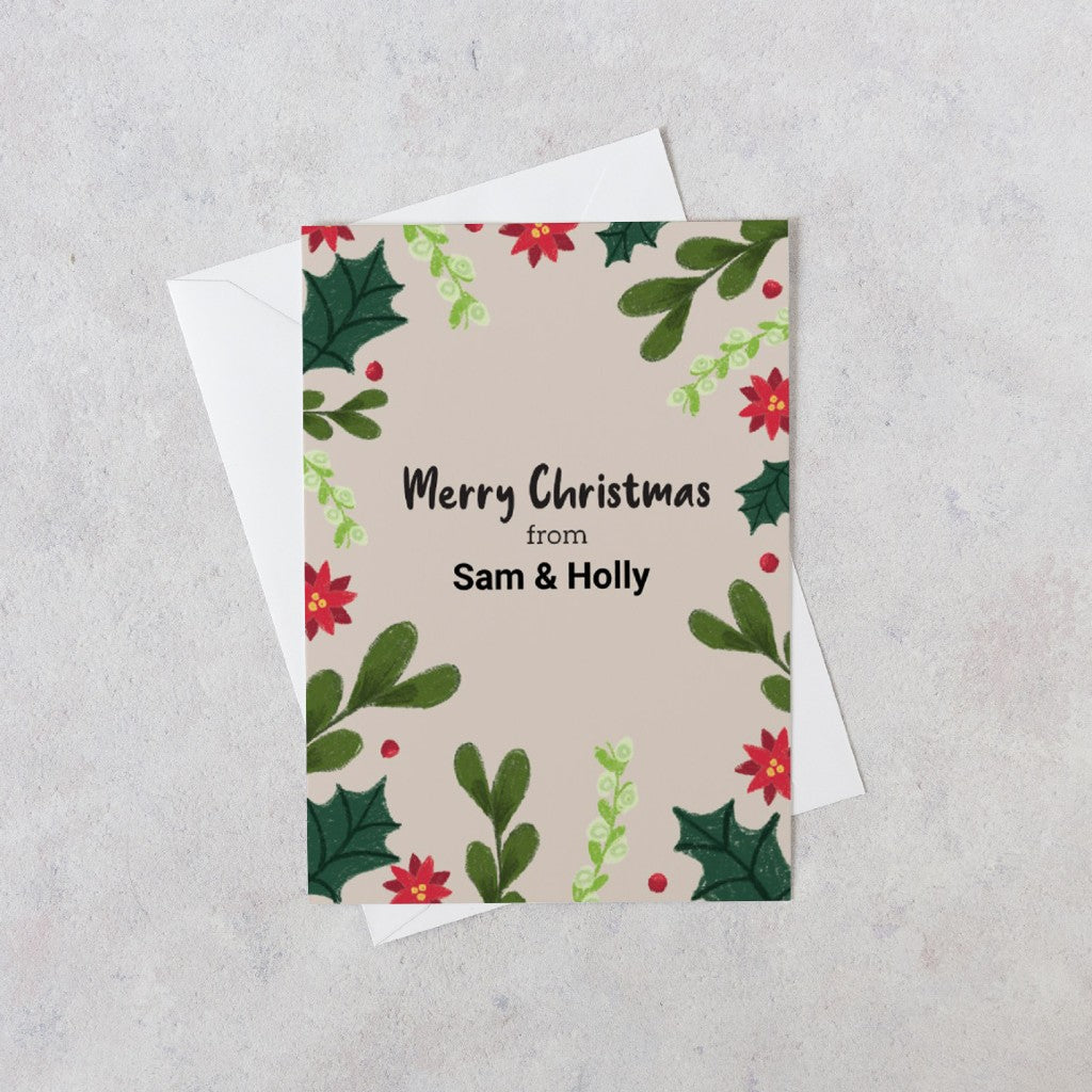 Merry Christmas floral personalised card