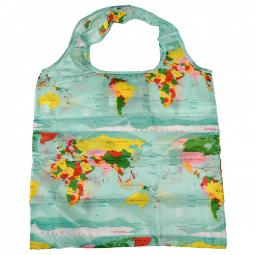 World Map Recycled Foldaway Shopper Bag