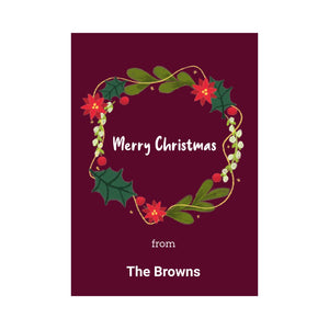 Personalised Merry Christmas wreath card
