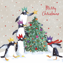 Load image into Gallery viewer, Penguin Party Hats Christmas cards, Pack of 10