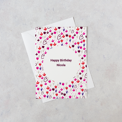 Personalised Floral Happy Birthday Card