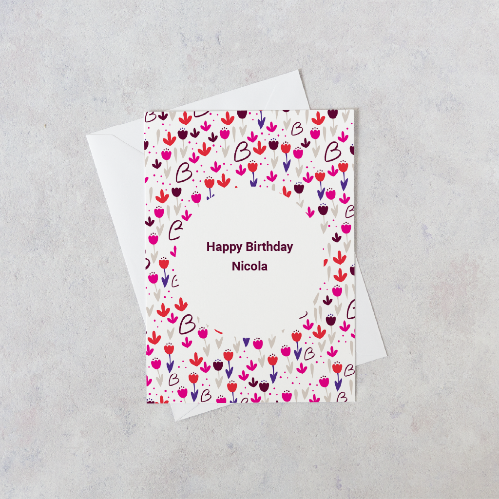 Personalised Floral Happy Birthday Card
