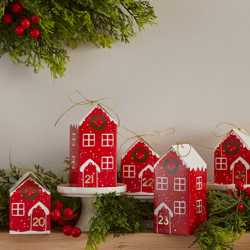 Red Festive House Advent Boxes