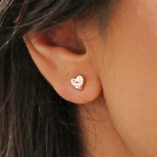 Load image into Gallery viewer, Hammered Heart Stud Earrings in Rose Gold