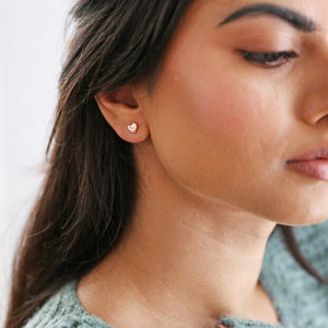 Hammered Heart Stud Earrings in Rose Gold